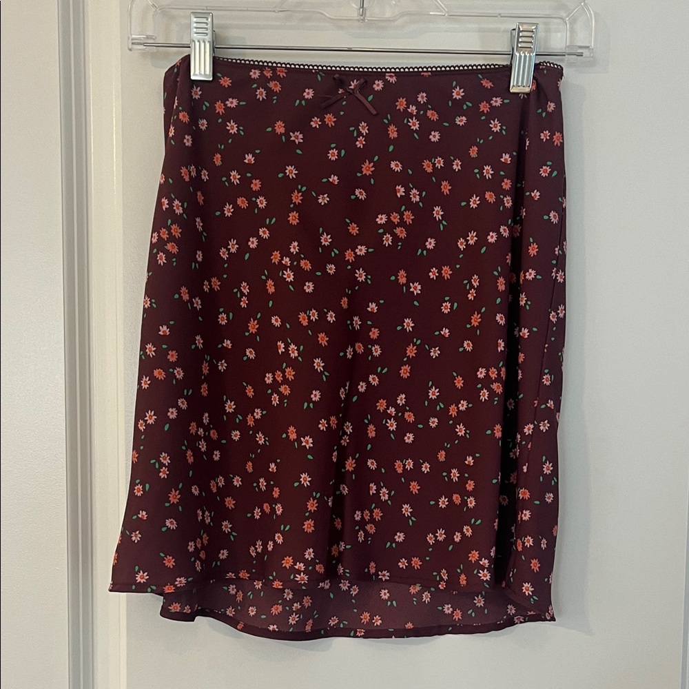 wild fable Burgundy Floral A-Line Skirt